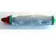 Gear No: penbody010pb01  Name: Bead, Pen Body with Green Ends, Red Tip, and White Snowflake Pattern