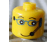 Gear No: bead006pb03  Name: Bead, Cylinder Large with Minifigure Head Pattern, Glasses, Raised Eyebrows and Headset