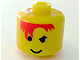 Gear No: bead006pb18  Name: Bead, Cylinder Large with Minifigure Head Pattern, Orange Bangs over One Eye, Smile