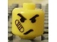 Gear No: bead006pb19  Name: Bead, Cylinder Large with Minifigure Head Pattern, Angry Face with Bandage