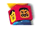Gear No: bead004pb019  Name: Bead, Square with Minifigure Faces Pattern #1 (Female, Boy, 2 Figures with Moustache)