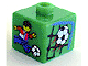 Gear No: bead004pb011  Name: Bead, Square with Soccer Ball and Net Pattern