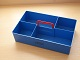 Gear No: bin06pb01  Name: Storage Bin with Retractable Red Handle on Top - LEGO Logo Pattern