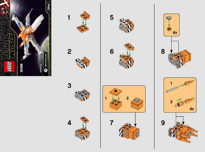 Poe Dameron s X wing Fighter Mini polybag Instruction 30386 1