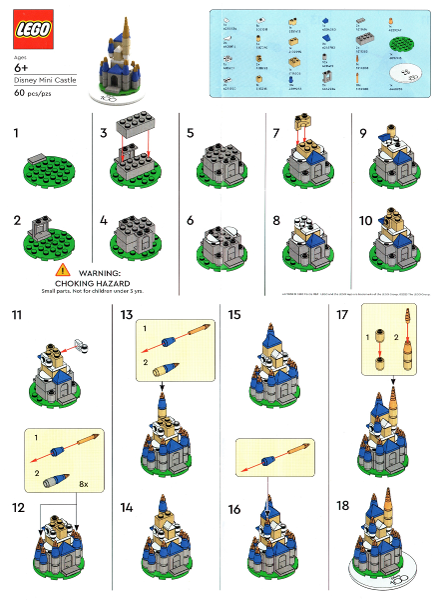 Mini Custom LEGO Disney Cinderellas Castle Instructions, Parts List – B3  Customs