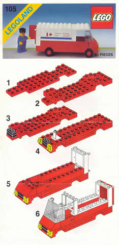 Pegatina de repuesto/sticker set para lego set 105 canada post Truck 1984 