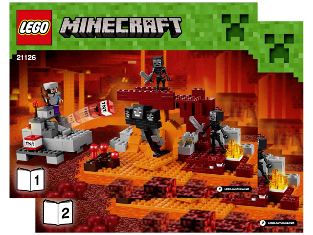 LEGO Minecraft 21126 The Wither Building Toy 2 Wither skeletons, and Steve.