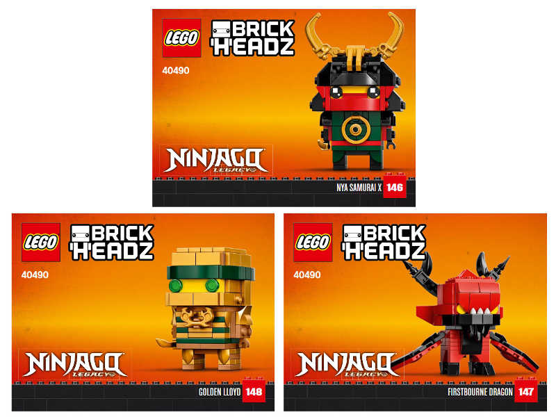 LEGO 40490 - Brickheadz Ninjago - Exclusif 10 ans - Lloyd en Or - 3  personnages