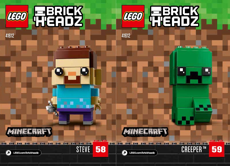 Lego BrickHeadz Steve & Creeper for sale online 41612 