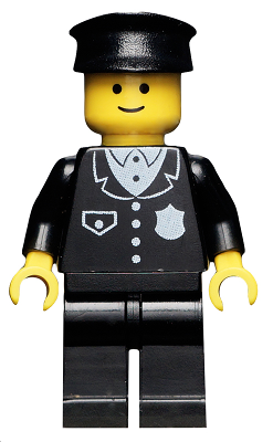 LEGO Minifigure COP015 Black Hat Police Suit with 4 Buttons Black Legs 