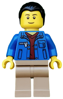 LEGO Figur Minifigur Town City Blue Jacket over Dark Red V-Neck Sweater cty0511 