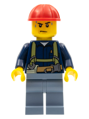 LEGO 2 x Figur Minifigur Arbeiter Construction Worker Harness and Wrench cty0530 