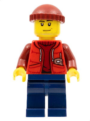 Fishing Boat Captain - Dark Red Jacket and Hat : Minifigure adp052