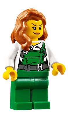 authentic LEGO minifigure Construction Female cty0700 town city orange ponytail