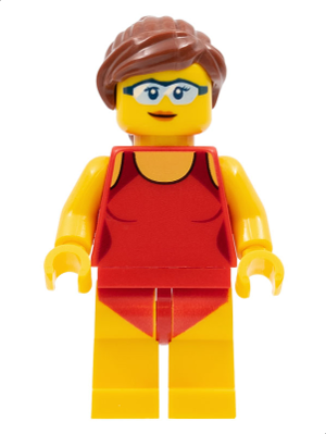 BN Lego City minifigure old lady female minifigure bathing swim suit beach holid