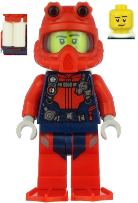Lego mini figure Diver with red hat city town 