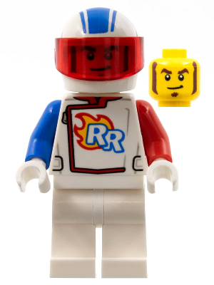 Rocket Racer - Stuntz Driver, White with Blue and Red Arms, White Helmet, Trans-Red Visor : Minifigure cty1319 | BrickLink