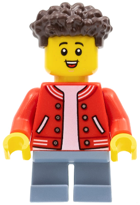 BrickLink - Minifigure cty1352 : LEGO Boy, Red Jacket with Striped Trim,  Sand Blue Short Legs, Dark Brown Hair [Town:City:Recreation] - BrickLink  Reference Catalog
