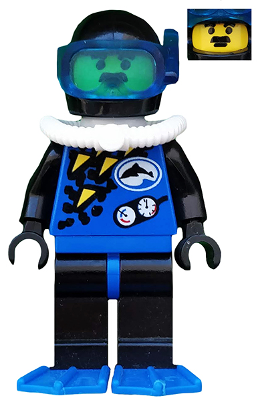 Black Helmet Blue Flippers LEGO® Minifig div001a Divers Blue 