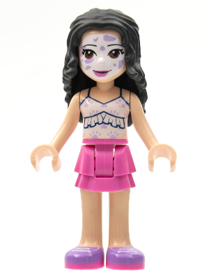 Friends Emma - Dark Pink Skirt, White Ruffled Tank Top, Face