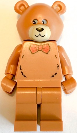 Lego Reddish Brown Teddy Bear with Muzzle and Red Bow Tie Animal Minifigure 