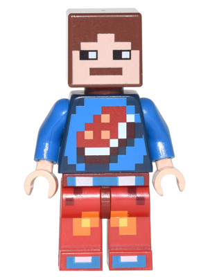 Bricklink Minifigure Min040 Lego Minecraft Skin 7 Pixelated Blue Shirt With Porkchop Icon Minecraft Bricklink Reference Catalog