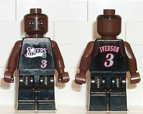 Bricklink Minifigure Nba010 Lego Nba Allen Iverson Philadelphia 76ers 3 Black Uniform Sports Basketball Bricklink Reference Catalog