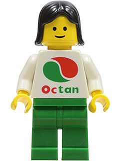 Minifigures oct002 Lego Octan White Logo Green Legs Black Female Hair 