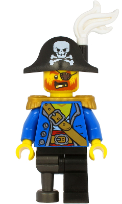LEGO Pirates Pirate Minifigure w/ Gray Ponytail Hair Cutlass Armor Carribbean 