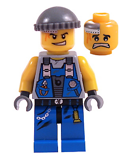 LEGO 2 x Figur Minifigur Power Miner Engineer Knit Cap pm012 aus Set 8707 