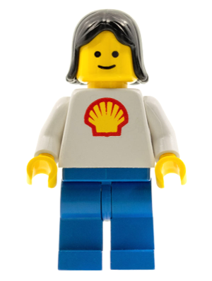 BrickLink - Minifigure shell002 LEGO Shell - Classic - Legs, Black Female Hair [Town:Classic Town:Gas Station] - BrickLink Reference