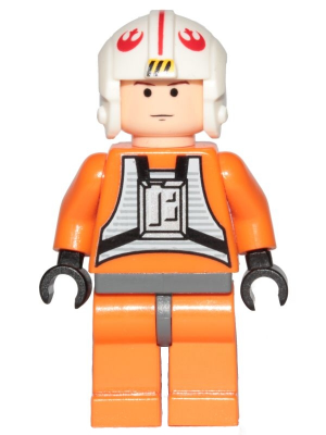 1 x Lego System Figur Star Wars Luke Skywalker Pilot Torso orange Kopf hautfarbe 