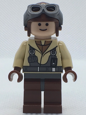 1 Lego Star Wars Figur Naboo Fighter Pilot Rot Braun Helm 