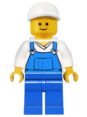 Bill Legs, twn138 Blue Shirt, over Cap Minifigure : Blue Short Overalls White BrickLink V-Neck |