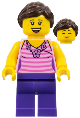 Hair Female Ponytail and Swept Sideways Fringe with Purple Lego New Minifig