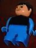 Duplo Figure, Male, Blue Legs, Black Top with Blue Arms, Black Hair