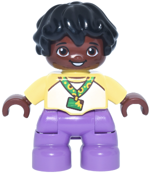 47205pb130: Duplo Figure Lego Ville, Child Boy, Medium Lavender Legs, Bright Light Yellow and White Top Baseball T-Shirt, Sunflower ID Badge on Lanyard Pattern, Black Hair (6544013) <h1><a href='/minifigs/47205pb130/duplo-figure-lego-ville-child-boy-medium-lavender-legs-bright-light-yellow-and-white-top-baseball-t-shirt-sunflower-id-badge-on-lanyard-pattern-black-hair-(6544013)'>Duplo Figure Lego Ville, Child Boy, Medium Lavender Legs, Bright Light Yellow and White Top Baseball T-Shirt, Sunflower ID Badge on Lanyard Pattern, Black Hair (6544013)</a></h1><div class='tags floatleft'><a href='/minifigs/47205pb130'>47205pb130</a> <a href='/minifigs/category-DUPLO'>DUPLO</a> <a href='/minifigs/category-DUPLO/subcategory-DUPLO-Town-Airport'>DUPLO, Town / Airport</a> <a href='/minifigs/category-DUPLO/year-2025'>2025</a></div> <div class='floatright'>Image © BrickLink.com</div>