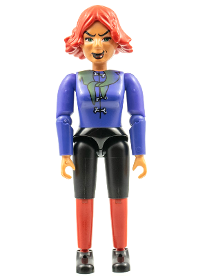 Belville Female - Witch, Black Shorts, Violet Shirt with Bones Pattern, Red Hair