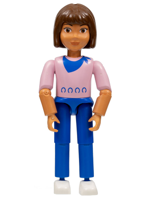 Belville Female - Blue Pants, Pink Shirt with Blue Scarf Pattern, Brown Hair
