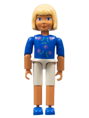 Belville Female - White Shorts, Blue Shirt with Flowers Pattern, Light Yellow Hair