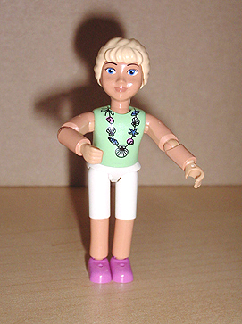 Belville Female - White Shorts, Light Green Shirt with Shells Necklace, Long Light Yellow Braided Hair