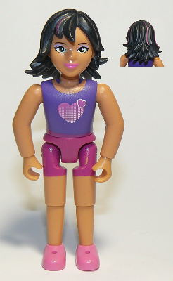 Belville Female - Magenta Shorts, Dark Purple Top with Hearts, Dark Pink Shoes, Black Hair with Dark Pink Streaks