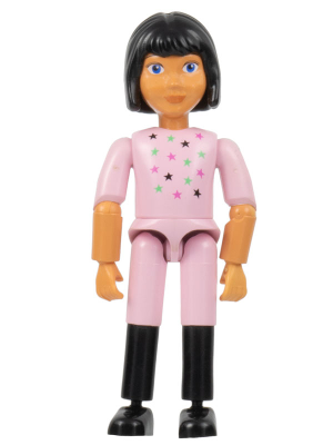 Belville Female - Pink Shorts, Black Boots Pattern, Pink Shirt with Stars, Black Hair