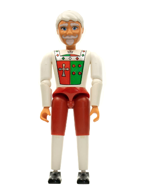 Belville Male - King with White and Red Pants, Shirt Insignia, White Hair