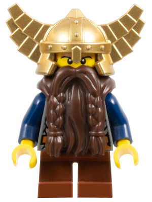 Fantasy Era - Dwarf, Dark Brown Beard, Metallic Gold Helmet with Wings, Dark Blue Arms