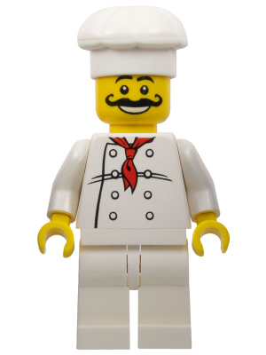 Chef - White Torso with 8 Buttons, White Legs, Long Curly Moustache