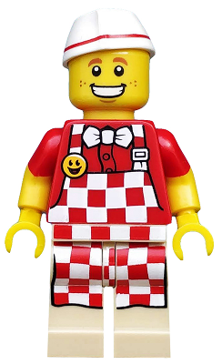 Lego White Minifig Headgear Cap Butcher Food Service Red Stripe All Around 