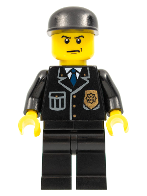 Police - City Suit with Blue Tie and Badge, Black Legs, Black Cap