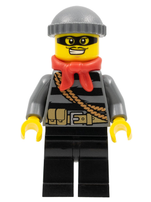 Police - City Burglar, Dark Bluish Gray Knit Cap, Red Bandana, Mask