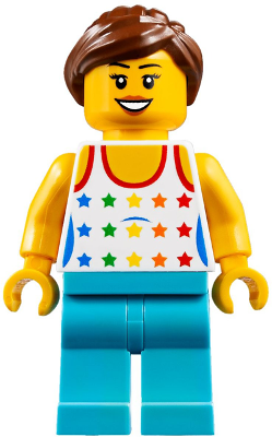 Lego CITY Mini Figure CTY0819 Female T-Shirt Star Woman Shirt Rainbow Stars 